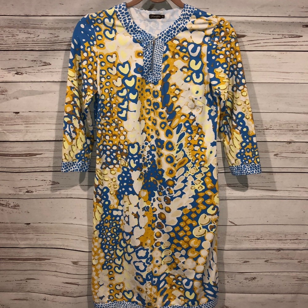 J Mclaughlin Blue And Yellow Dress Xs - image 1